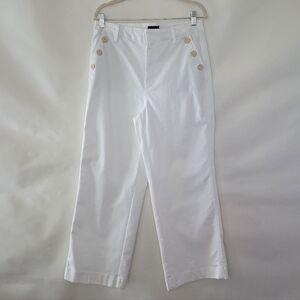 Talbots Wide Leg Hi-rise Sailor Pants Denim 12P White Cropped Jeans Nautical